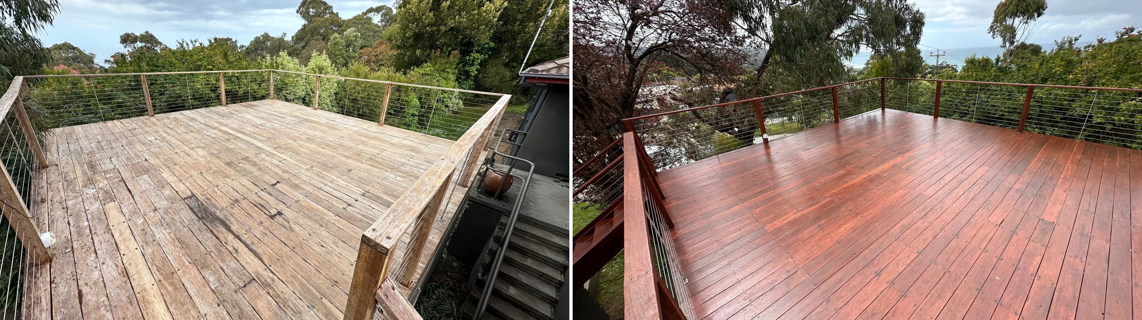Hardwood deck — stripped back and re-oiled